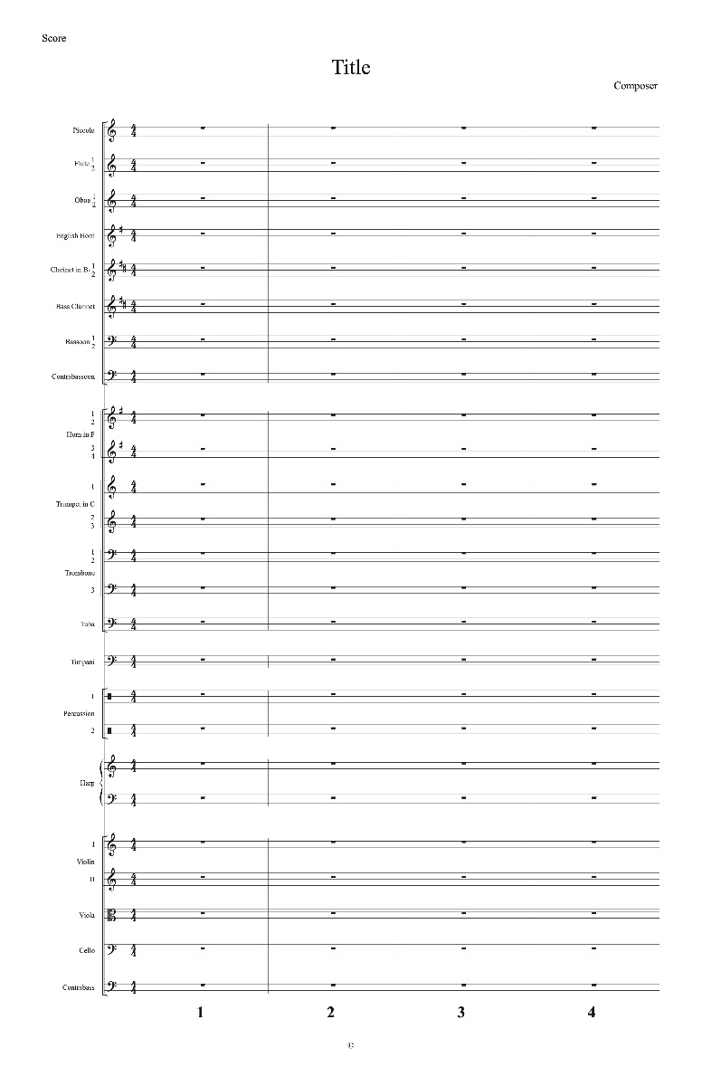 نمونه‌ی صفحه‌ی یک پارتیتور برای ارکستر
